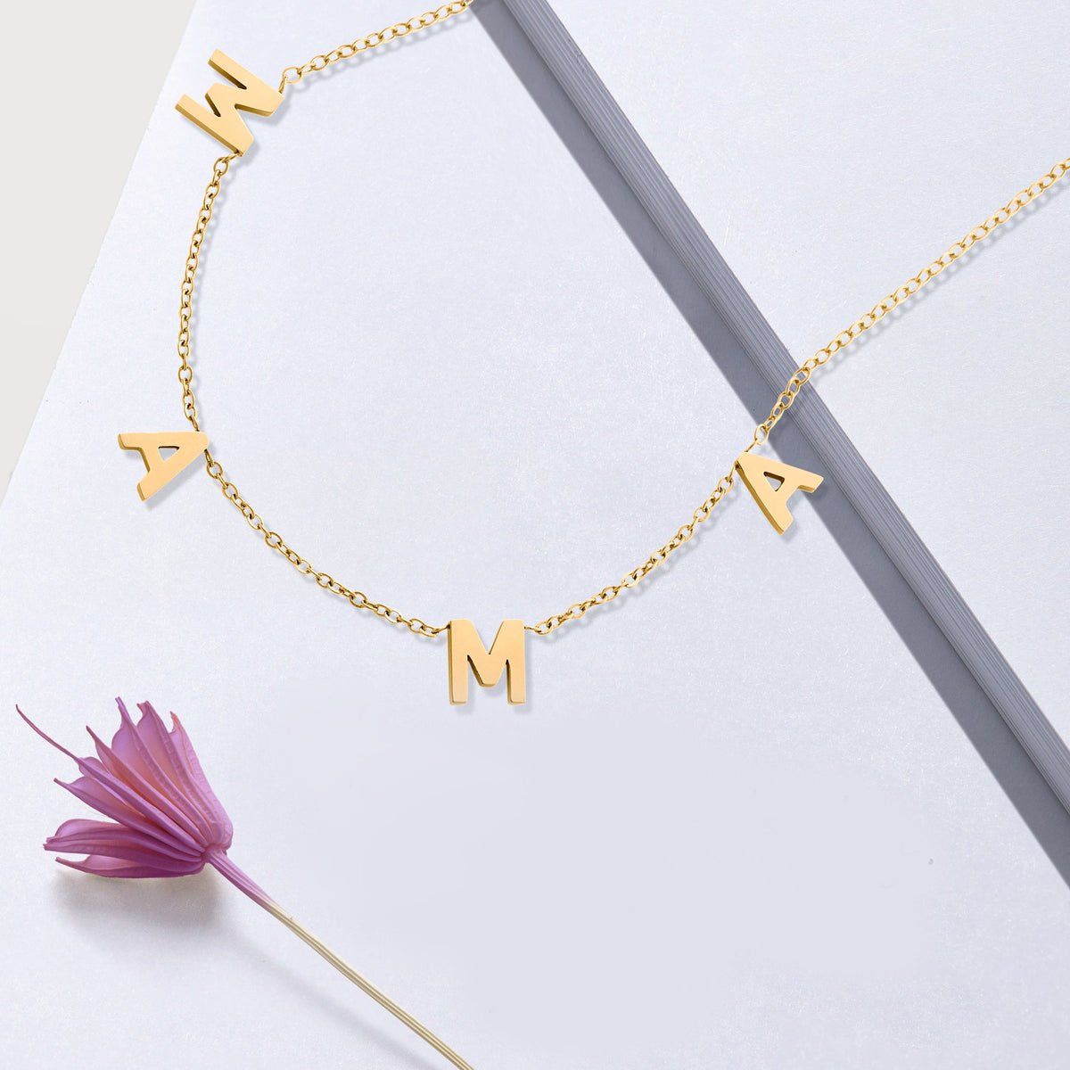 The MAMA Letter Necklace in gold tone