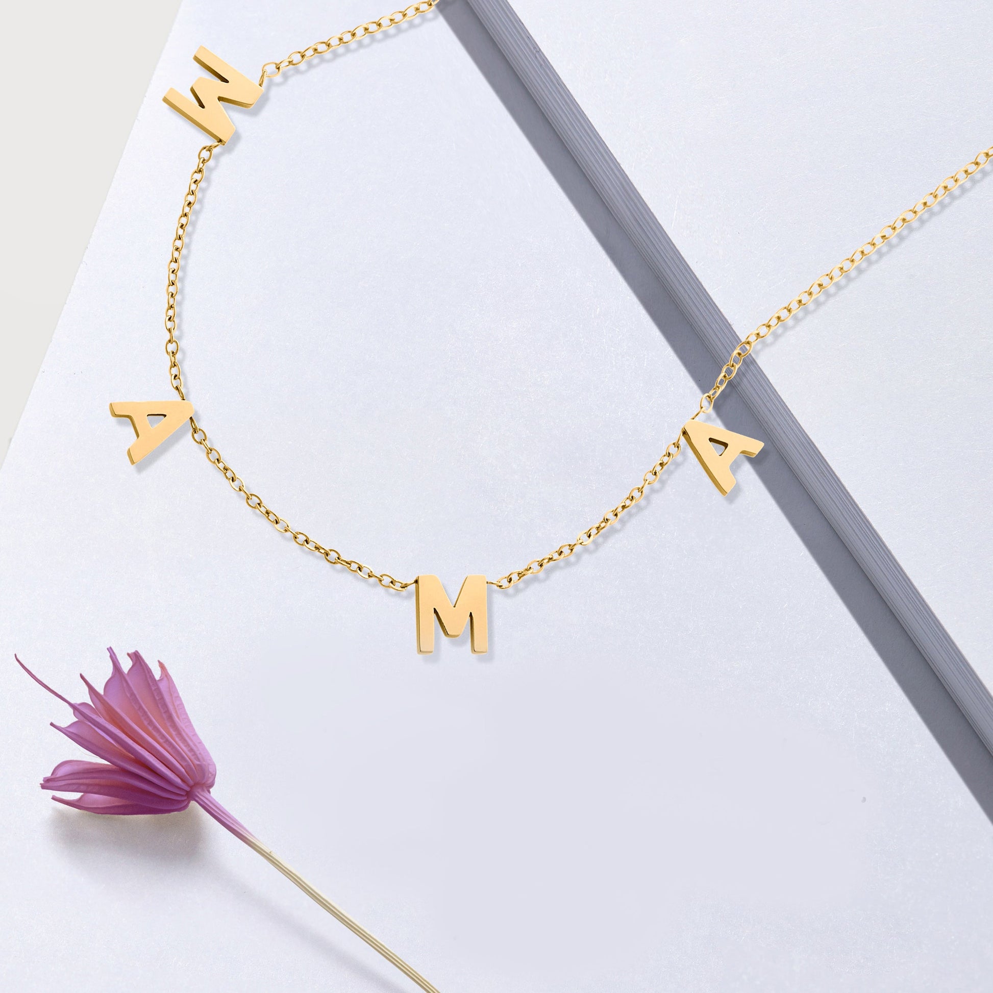The MAMA Letter Necklace in gold tone