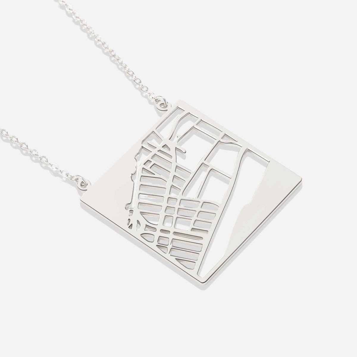 Custom Map Pendant Necklace in 925 sterling silver