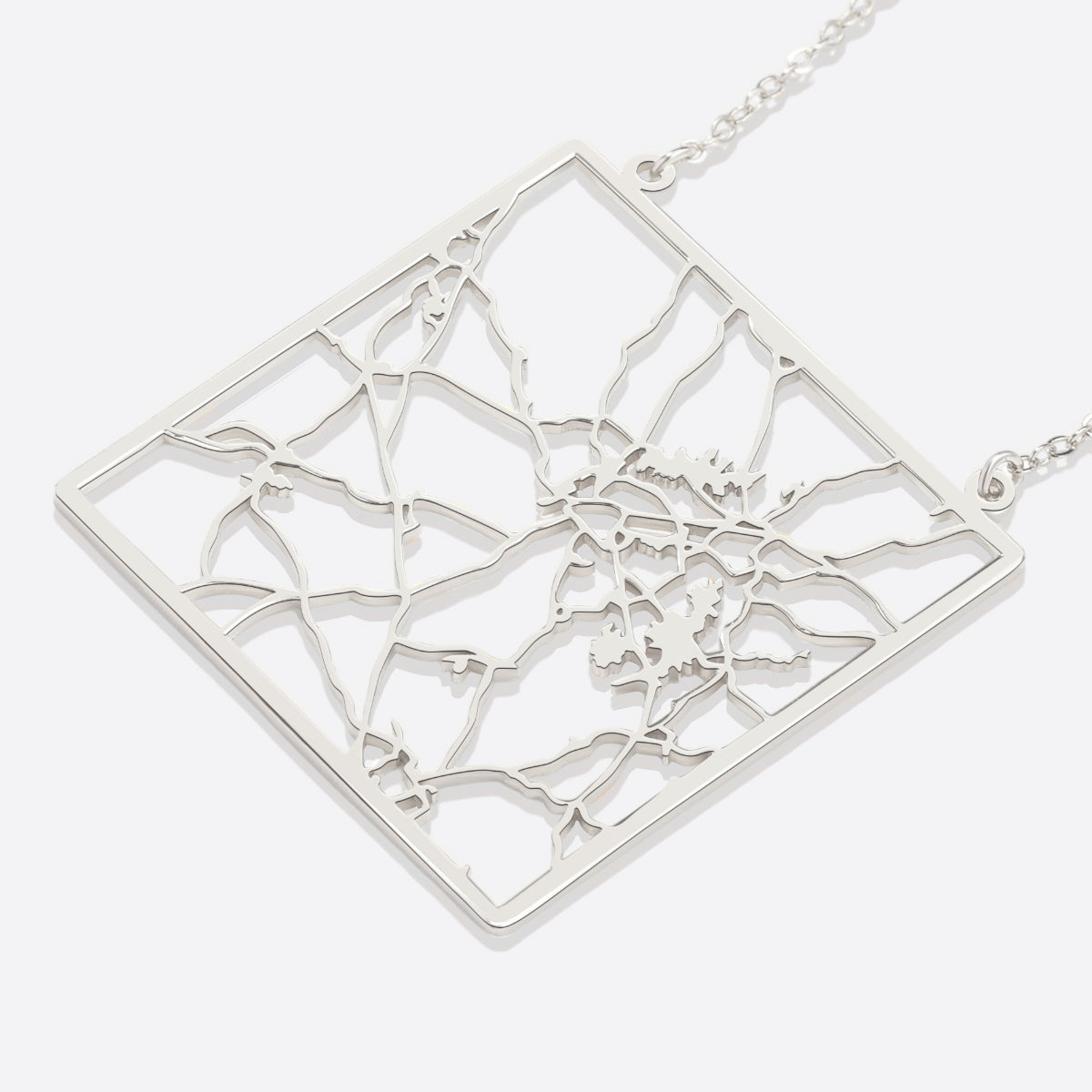 Custom Map Pendant Necklace in 925 sterling silver