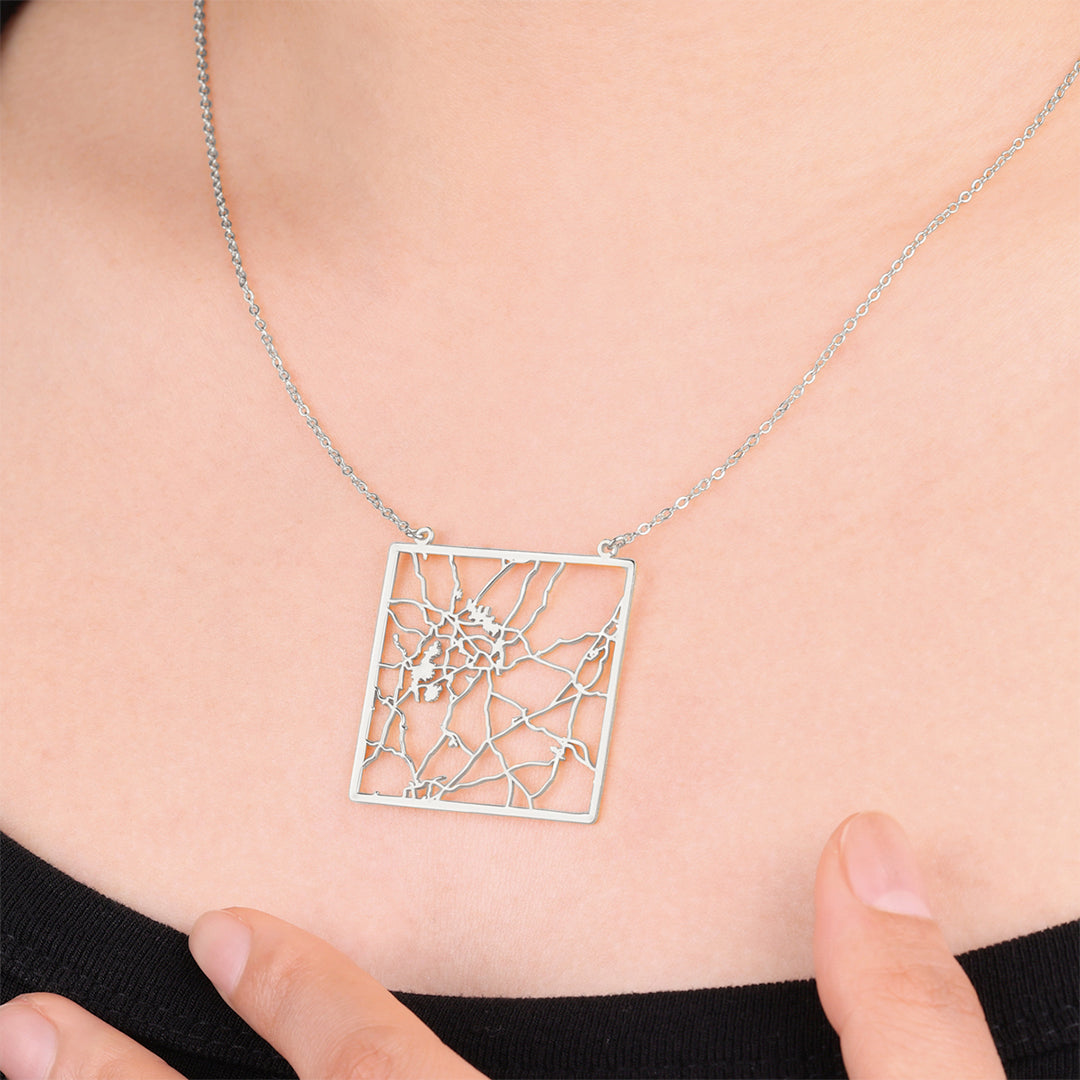 Custom Map Pendant Necklace in 925 sterling silver