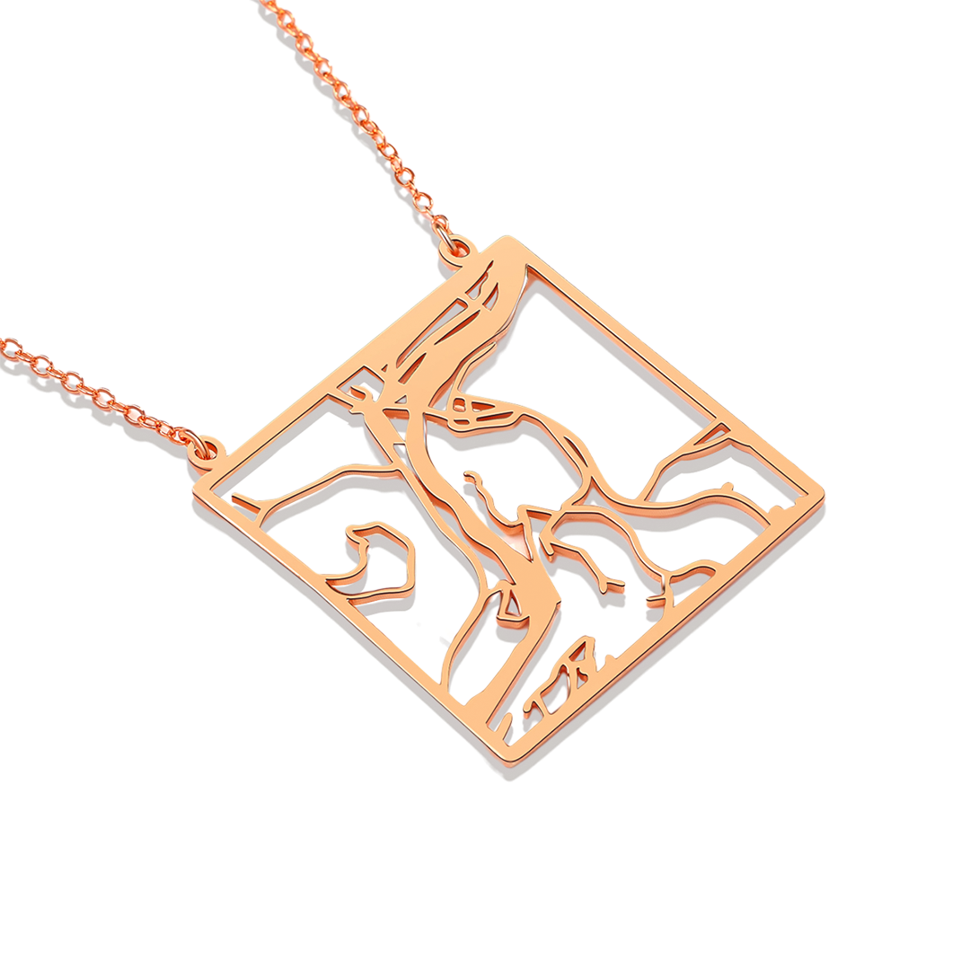 Custom Map Pendant Necklace in rose gold tone
