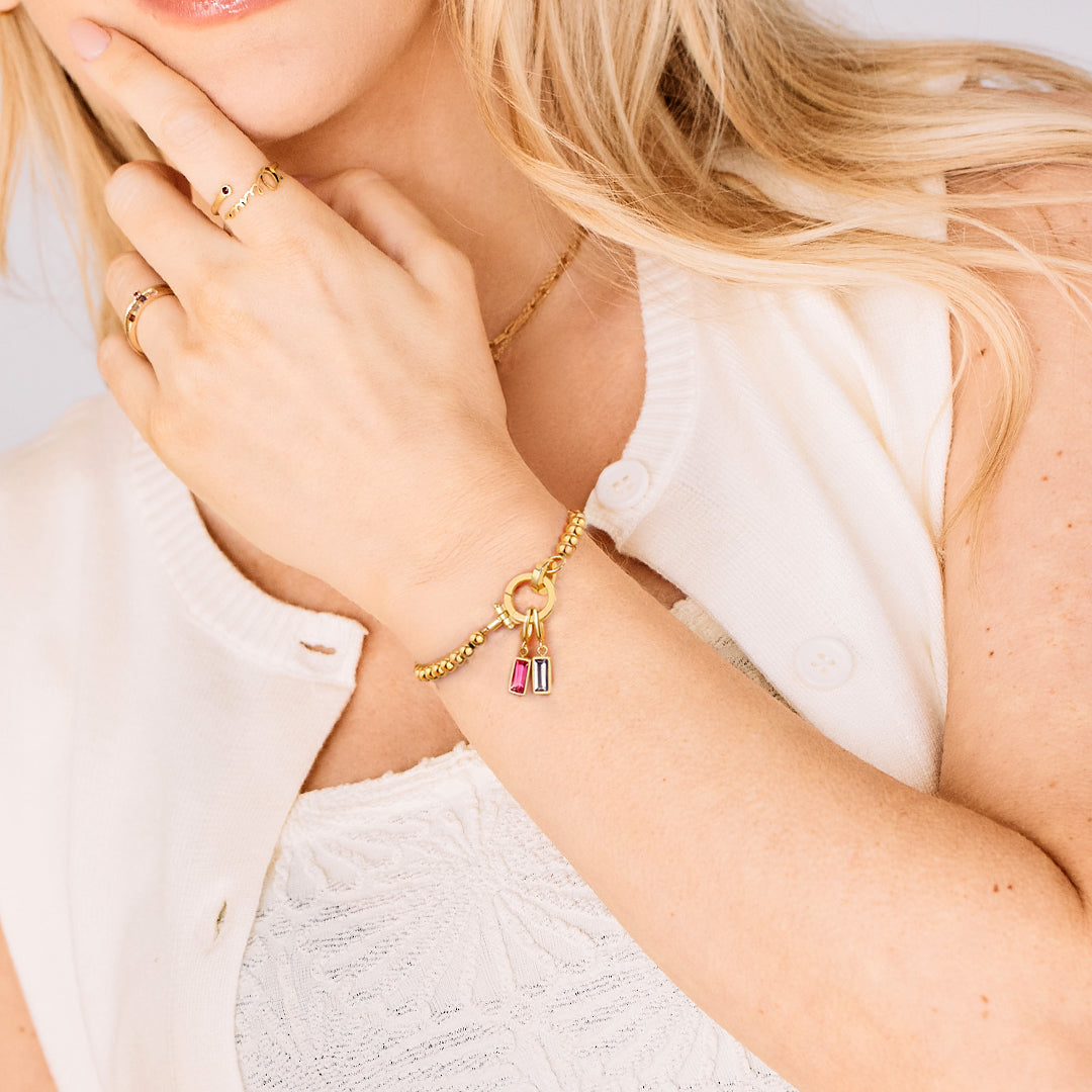Minzfarbenes Perlen-Geburtsstein-Charm-Armband