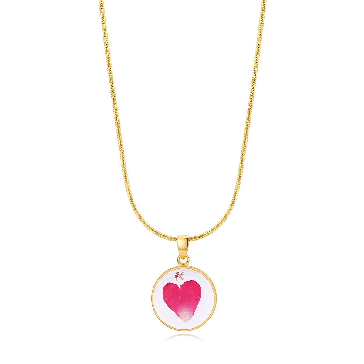 Pressed Birth Flower Necklace in gold tone with January birthstone