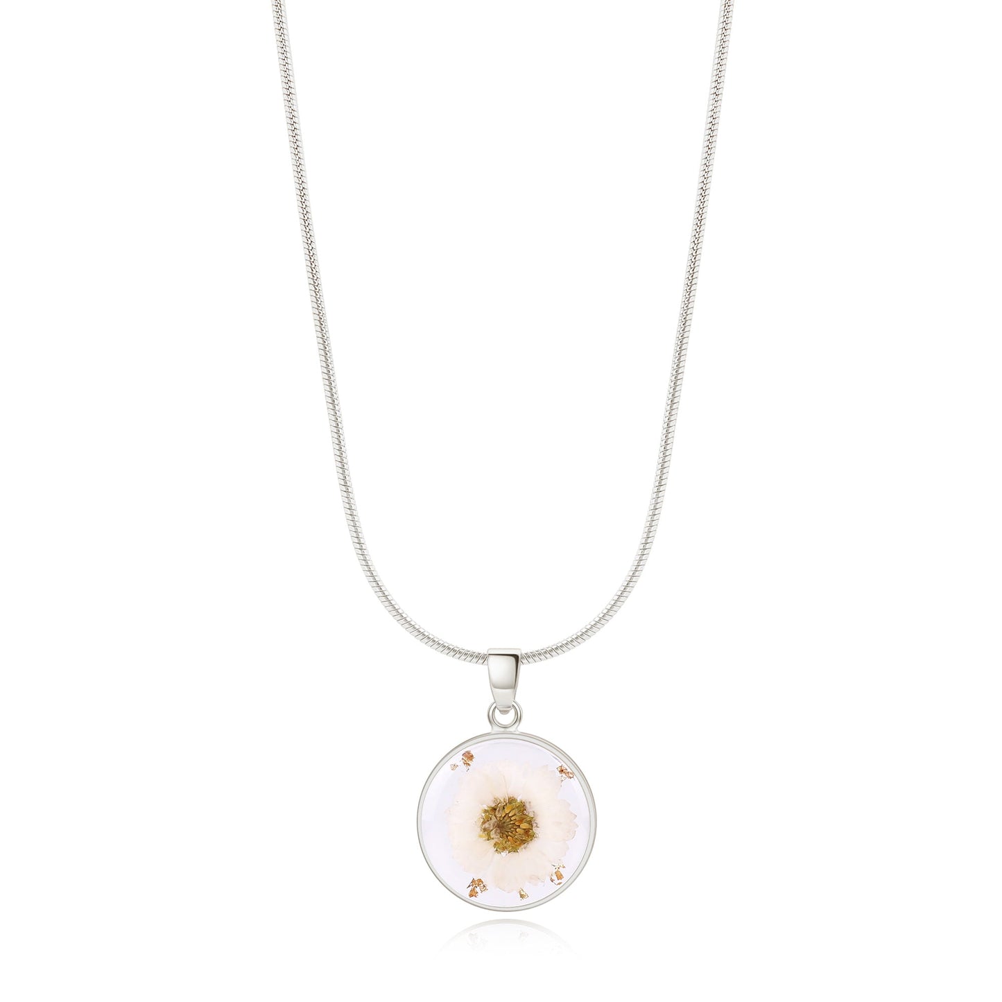 Pressed Birth Flower Necklace in 925 sterling silver with April birthstone