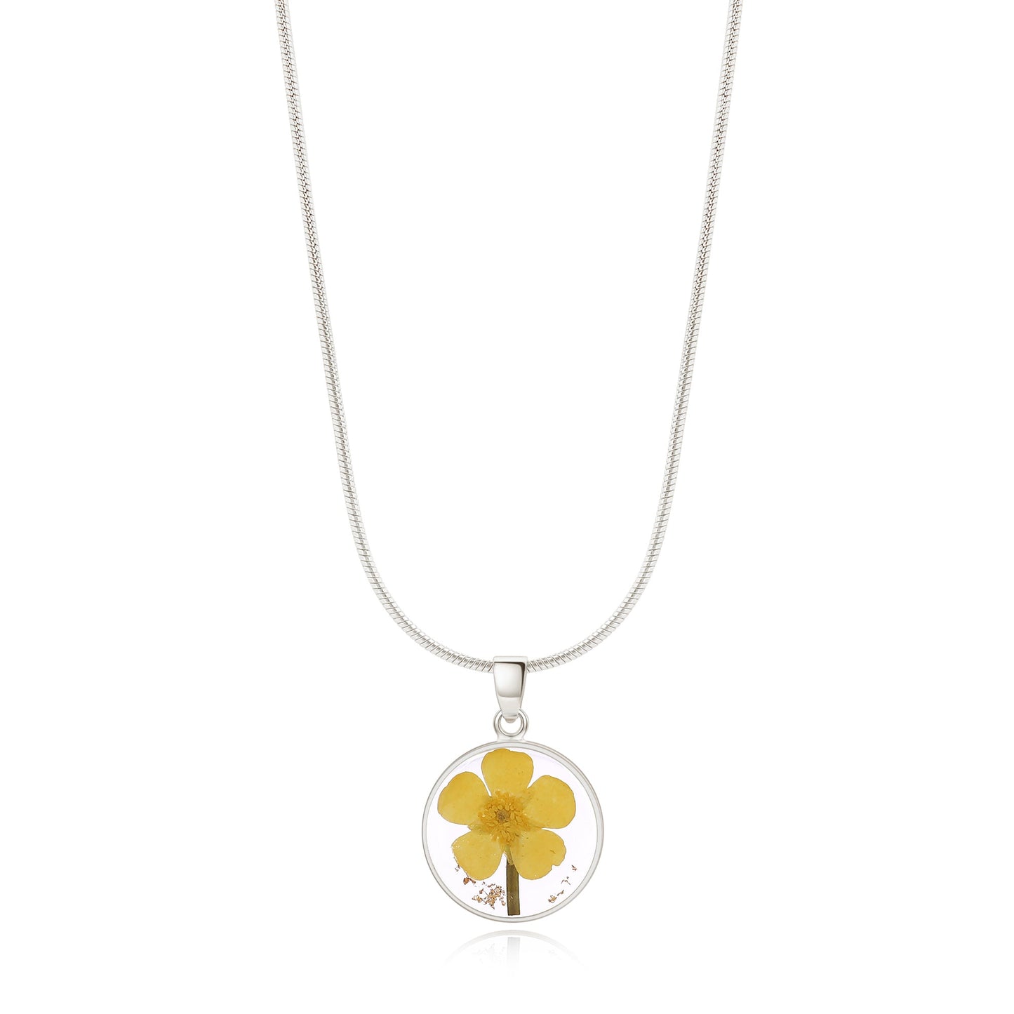 Pressed Birth Flower Necklace in 925 sterling silver with December birthstone