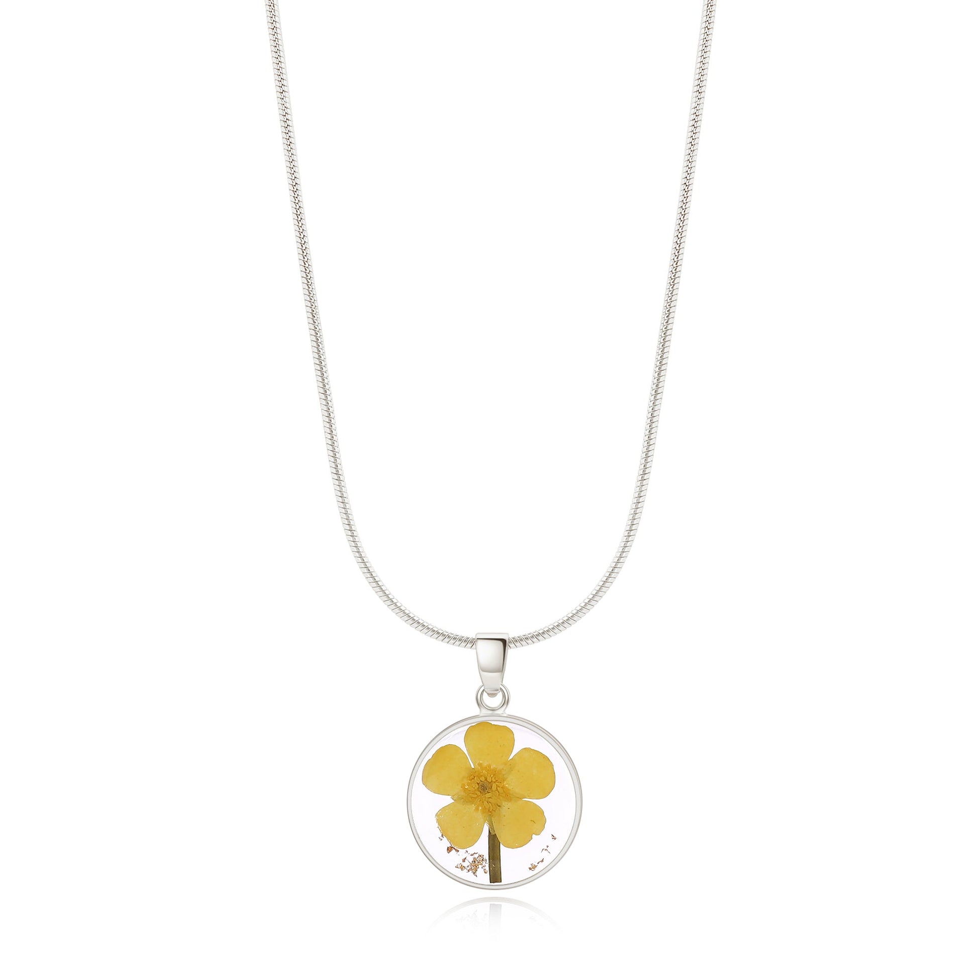 Pressed Birth Flower Necklace in 925 sterling silver with December birthstone