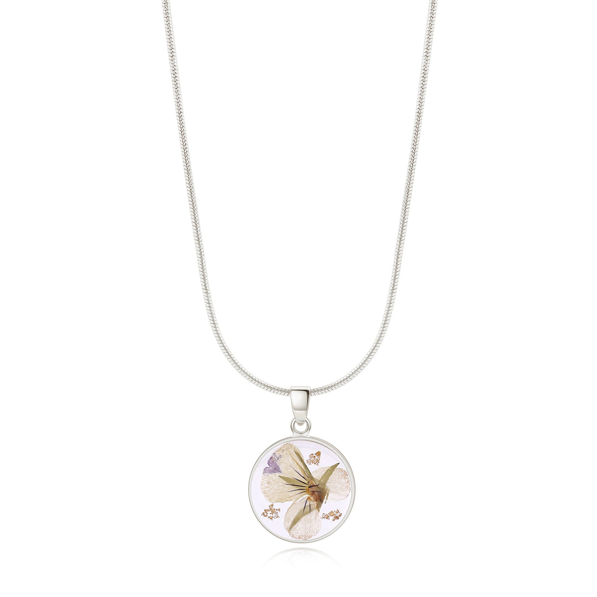 Pressed Birth Flower Necklace in 925 sterling silver