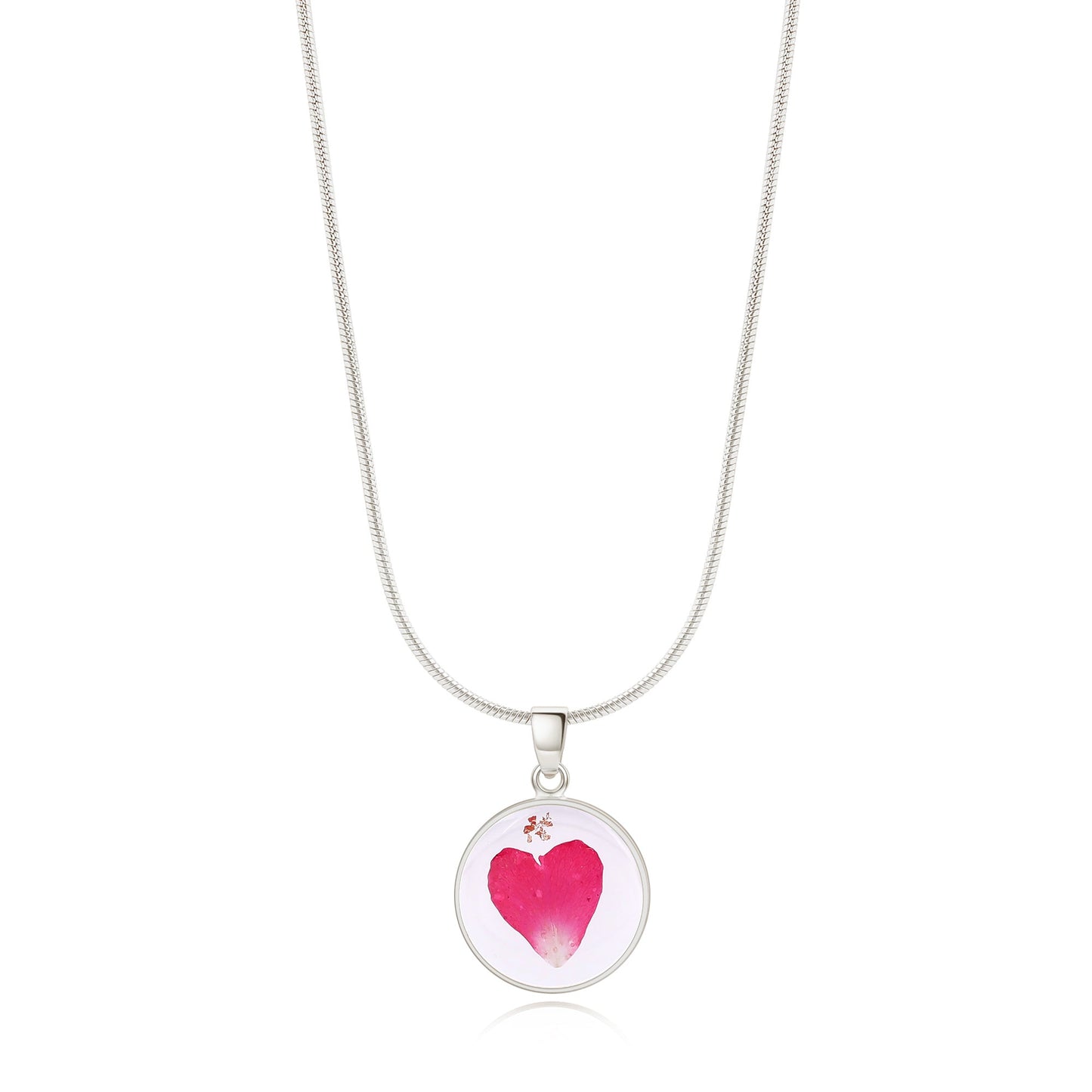 Pressed Birth Flower Necklace in 925 sterling silver with January birthstone