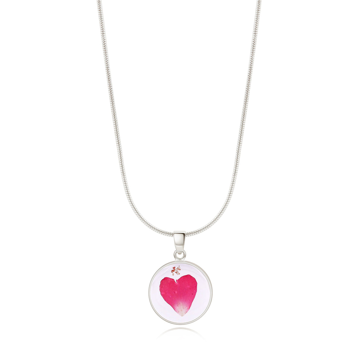 Pressed Birth Flower Necklace in 925 sterling silver with January birthstone