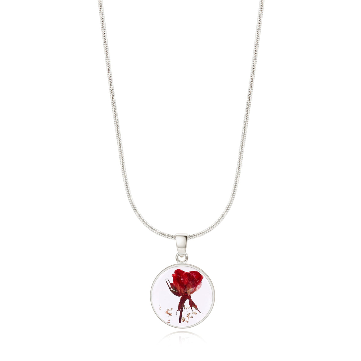 Pressed Birth Flower Necklace in rose gold tone with June birthstone