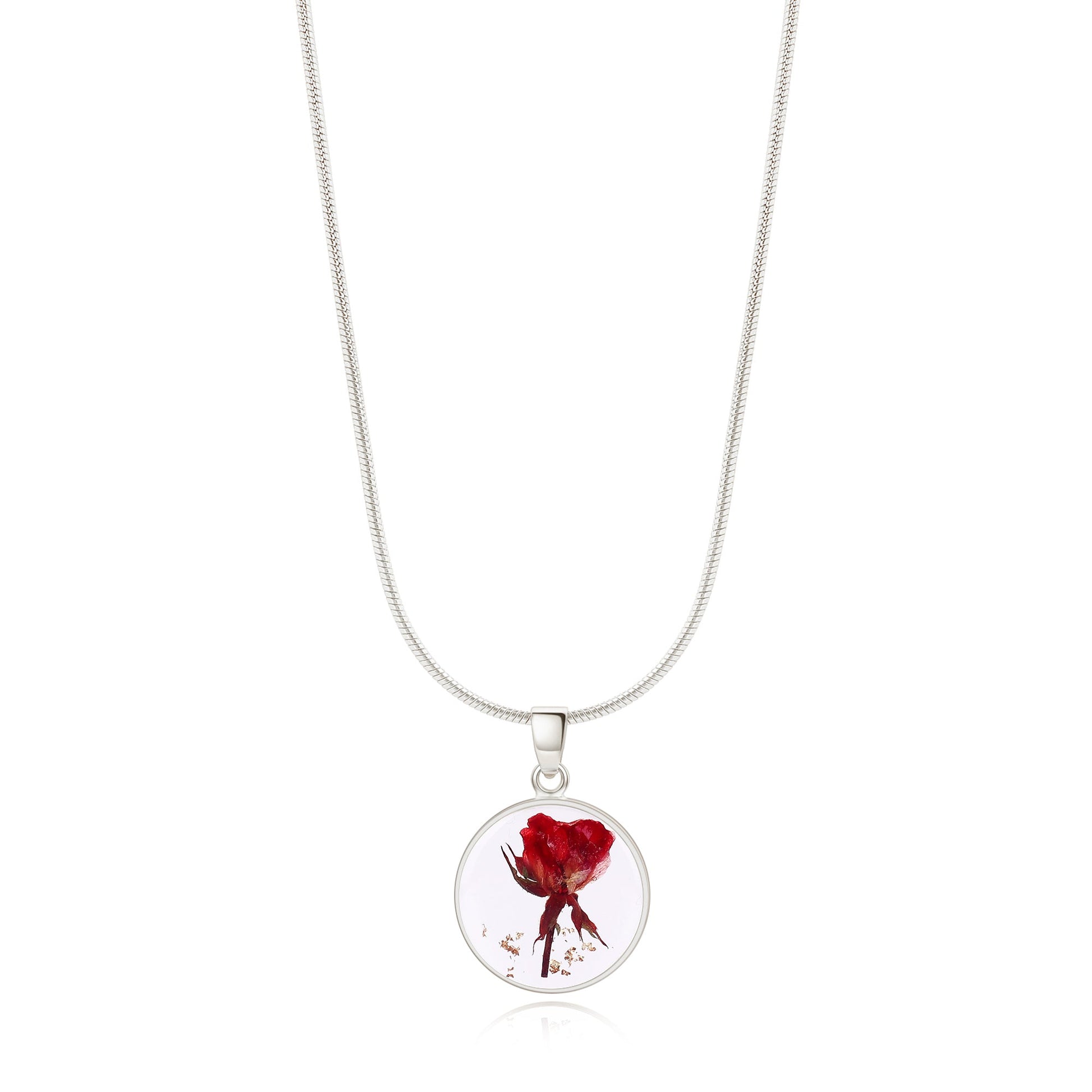 Pressed Birth Flower Necklace in rose gold tone with June birthstone