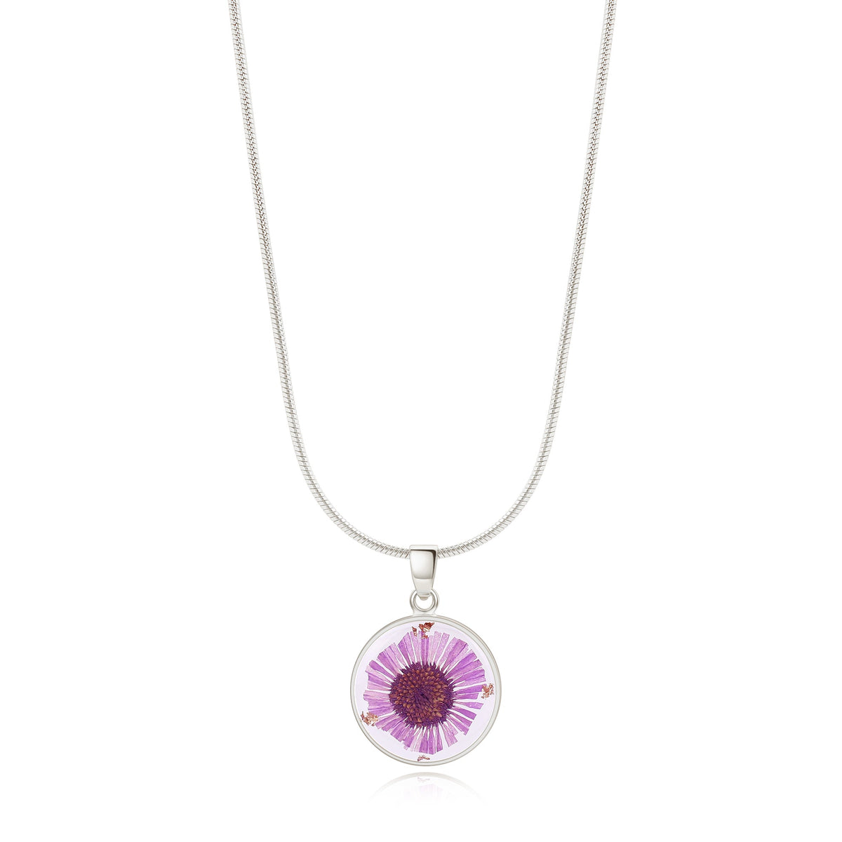 Pressed Birth Flower Necklace in 925 sterling silver