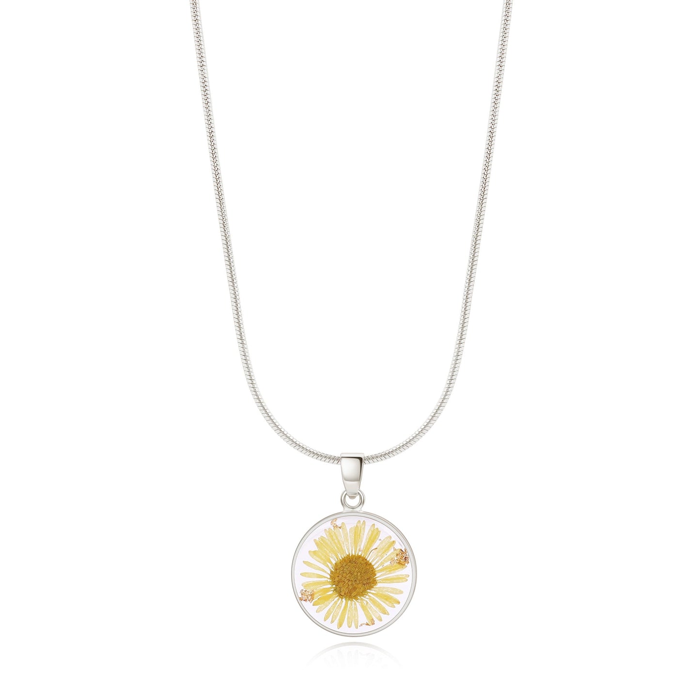 Pressed Birth Flower Necklace in 925 sterling silver with October birthstone