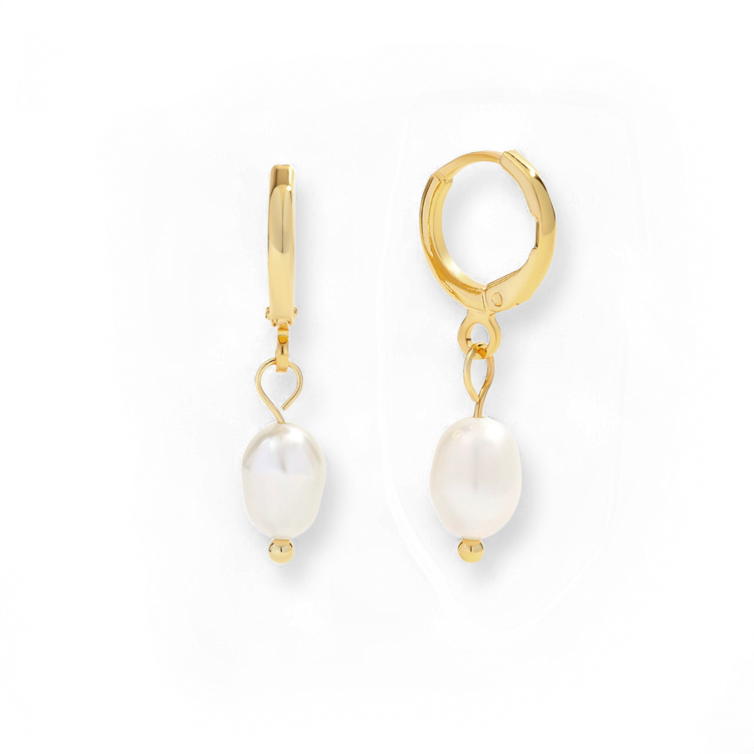 Freshwater Pearl Drop Huggie Earrings — Vanny Jewels