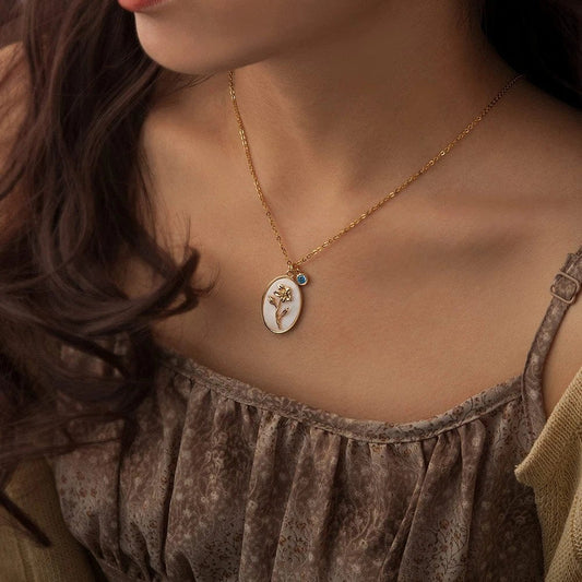 Pearl Birth Flower Pendant Necklace — Vanny Jewels