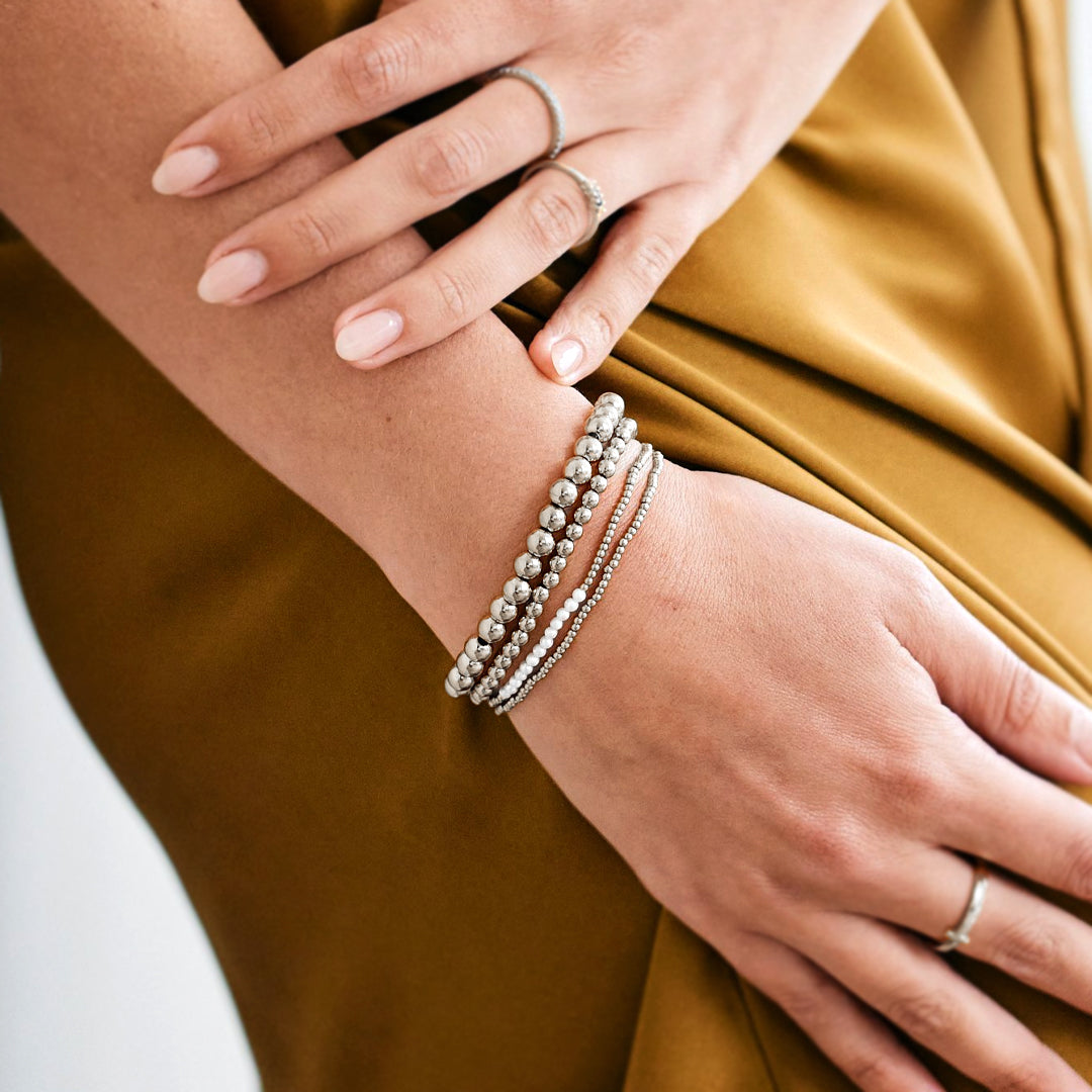 Everyday Pearl Bracelet Stacking Set in 925 sterling silver