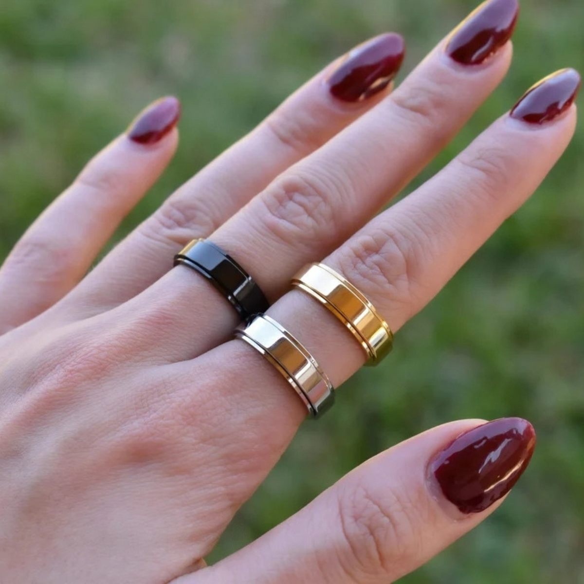 Personalisierter klassischer Fidget-Ring mit Blöcken
