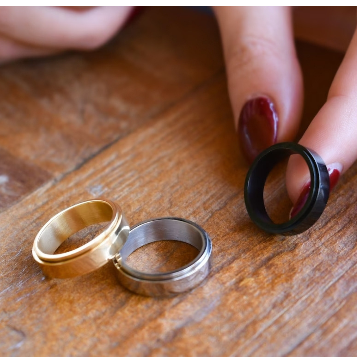 Personalisierter klassischer Fidget-Ring mit Blöcken