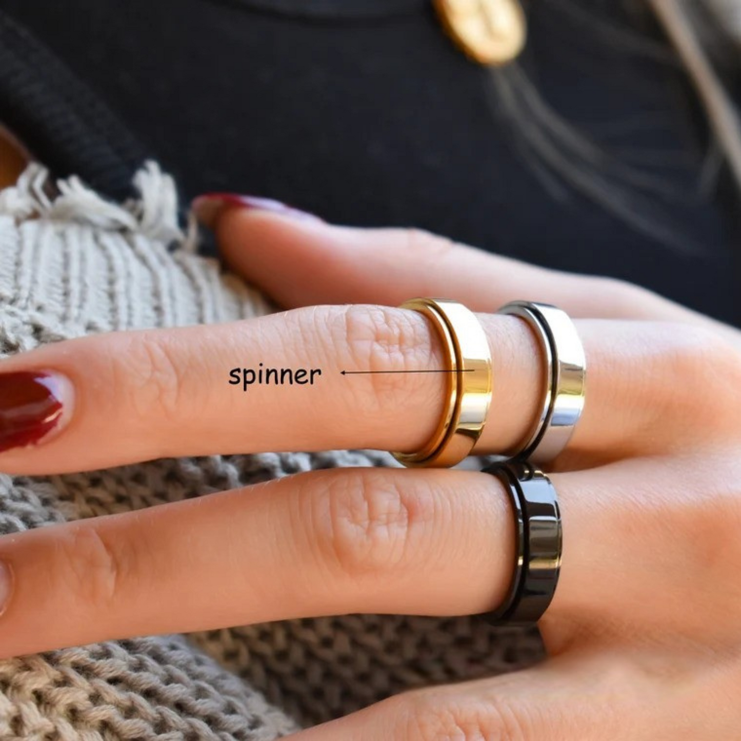 Personalisierter klassischer Fidget-Ring mit Blöcken