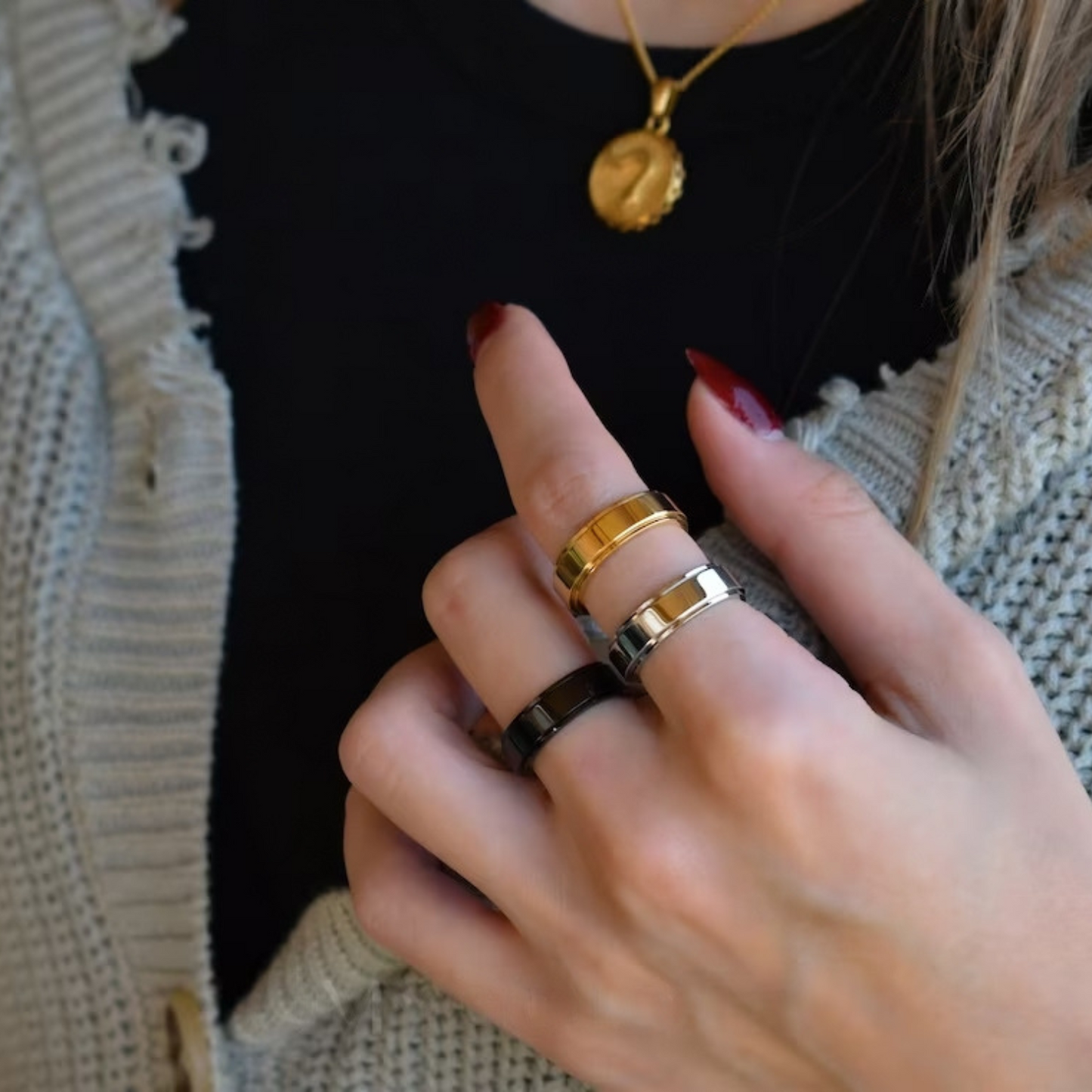 Personalisierter klassischer Fidget-Ring mit Blöcken
