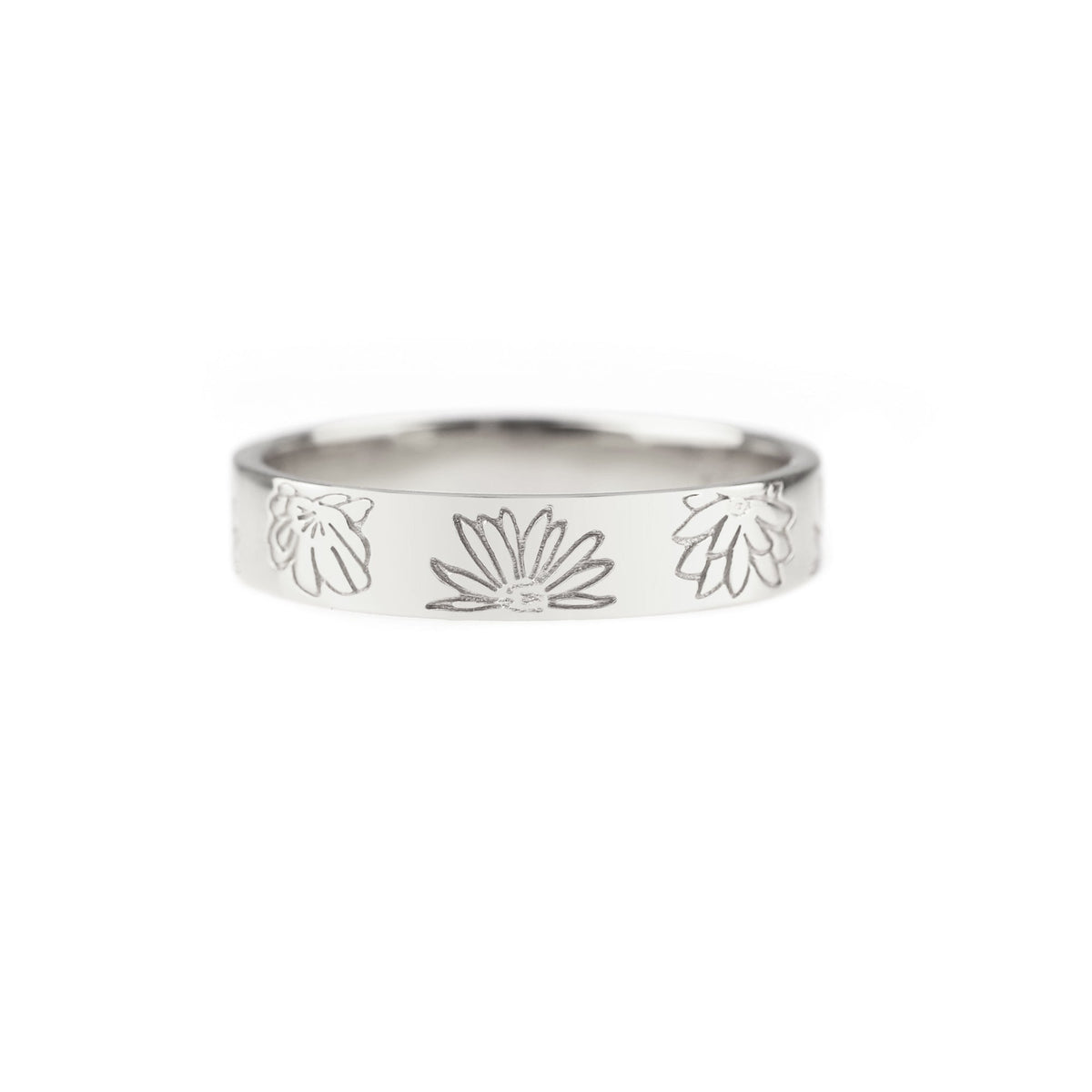 Personalized Stamped Flower Ring in 925 sterling silver