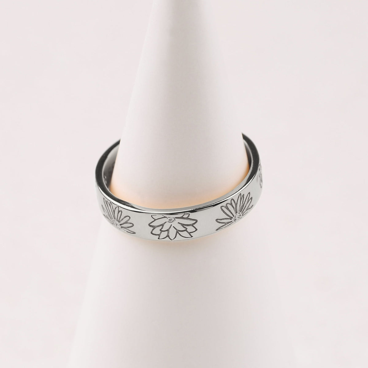 Personalized Stamped Flower Ring in 925 sterling silver