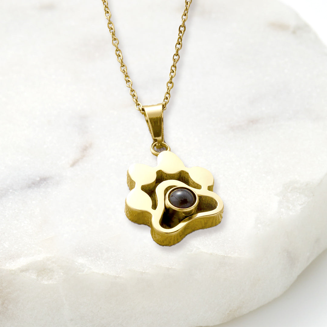 Personalized Pet Photo Necklace in gold tone