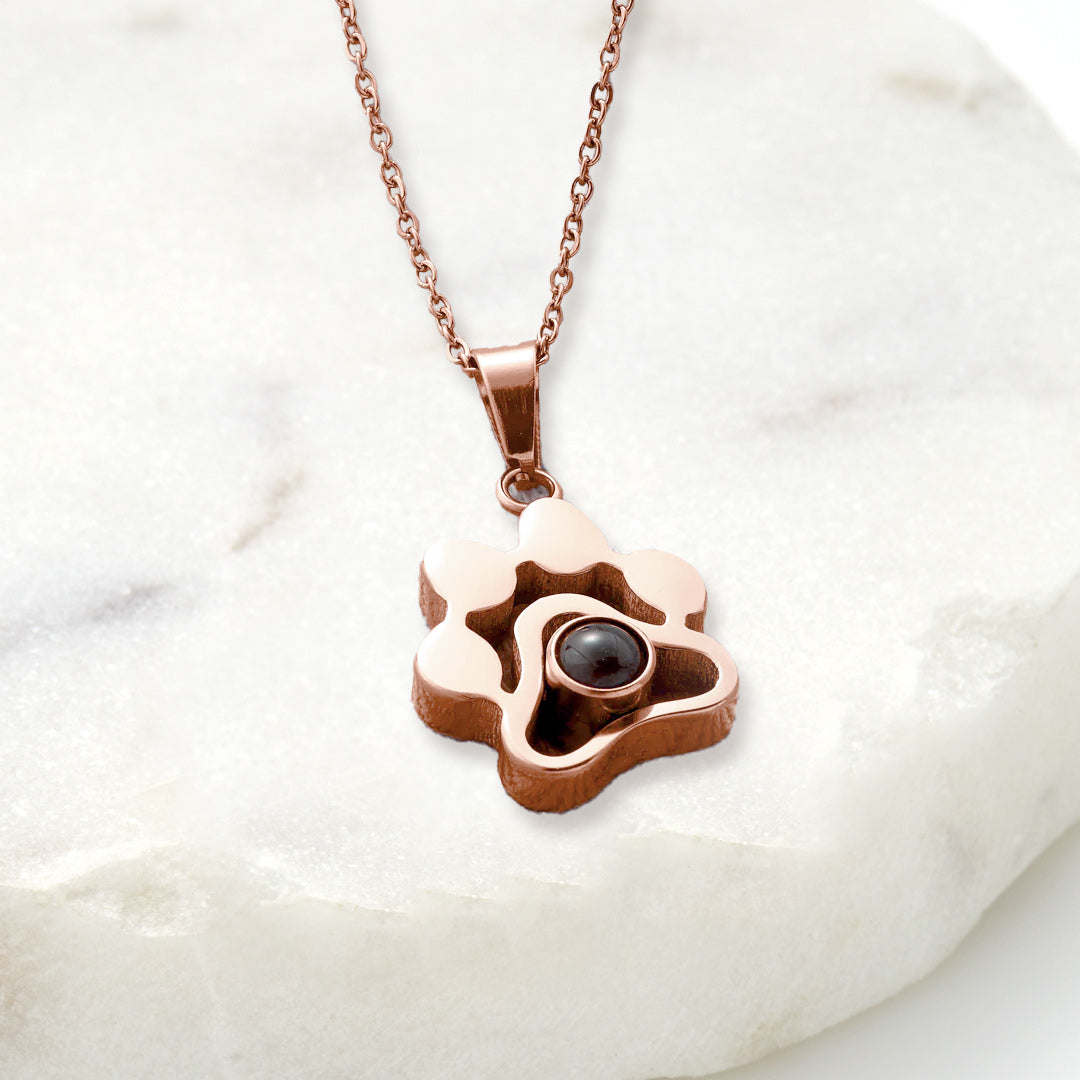 Personalized Pet Photo Necklace in rose gold tone