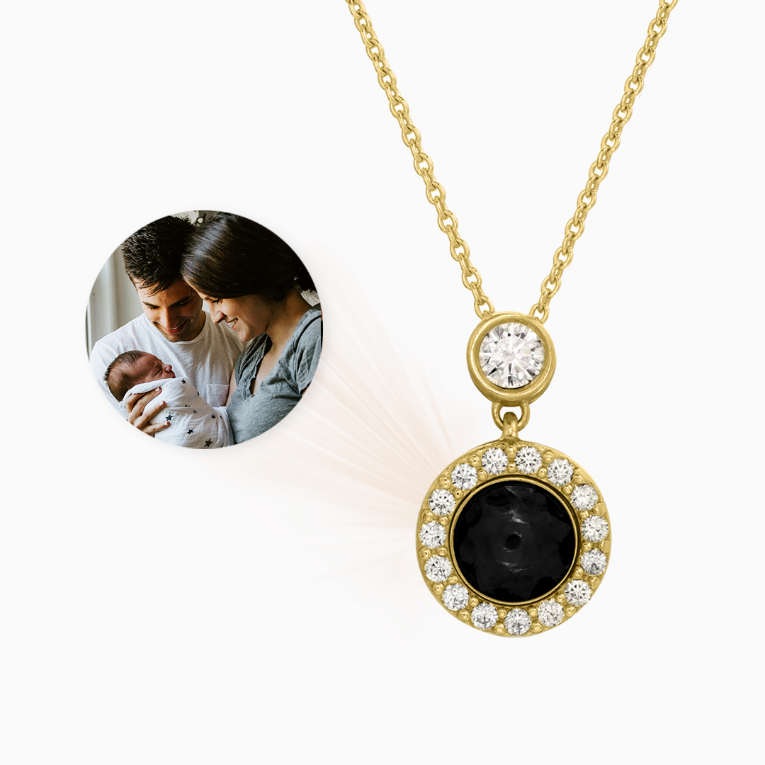 Petite Halo Photo Necklace in gold tone