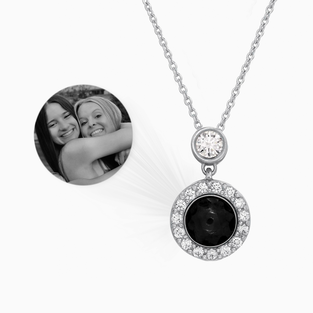 Petite Halo Photo Necklace in 925 sterling silver