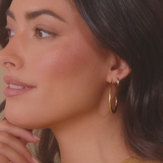 Solitaire Birthstone Huggie Hoop Earrings