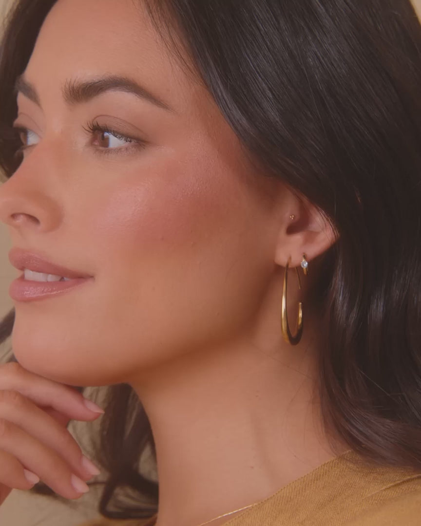 Solitaire Birthstone Huggie Hoop Earrings