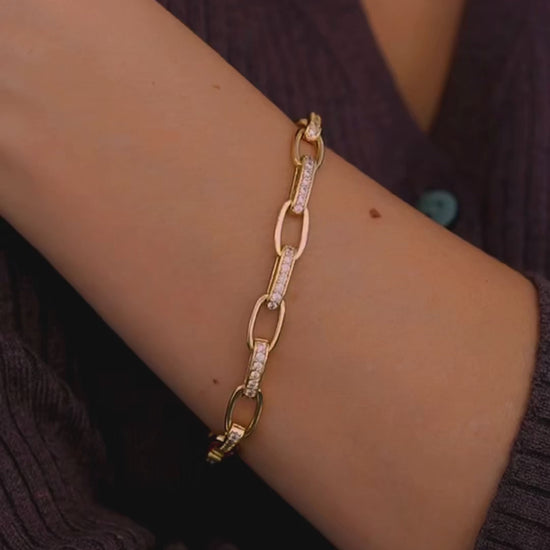 Interlinked Diamond Paperclip Bracelet
