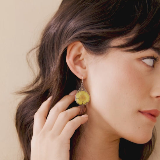 Pressed Birth Flower Earrings