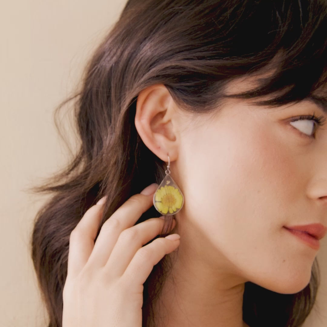 Pressed Birth Flower Earrings