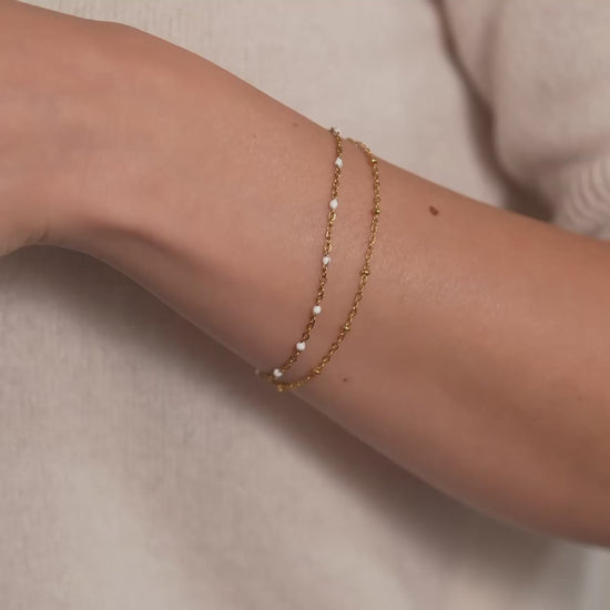 Dainty Double Chain Beaded Bracelet