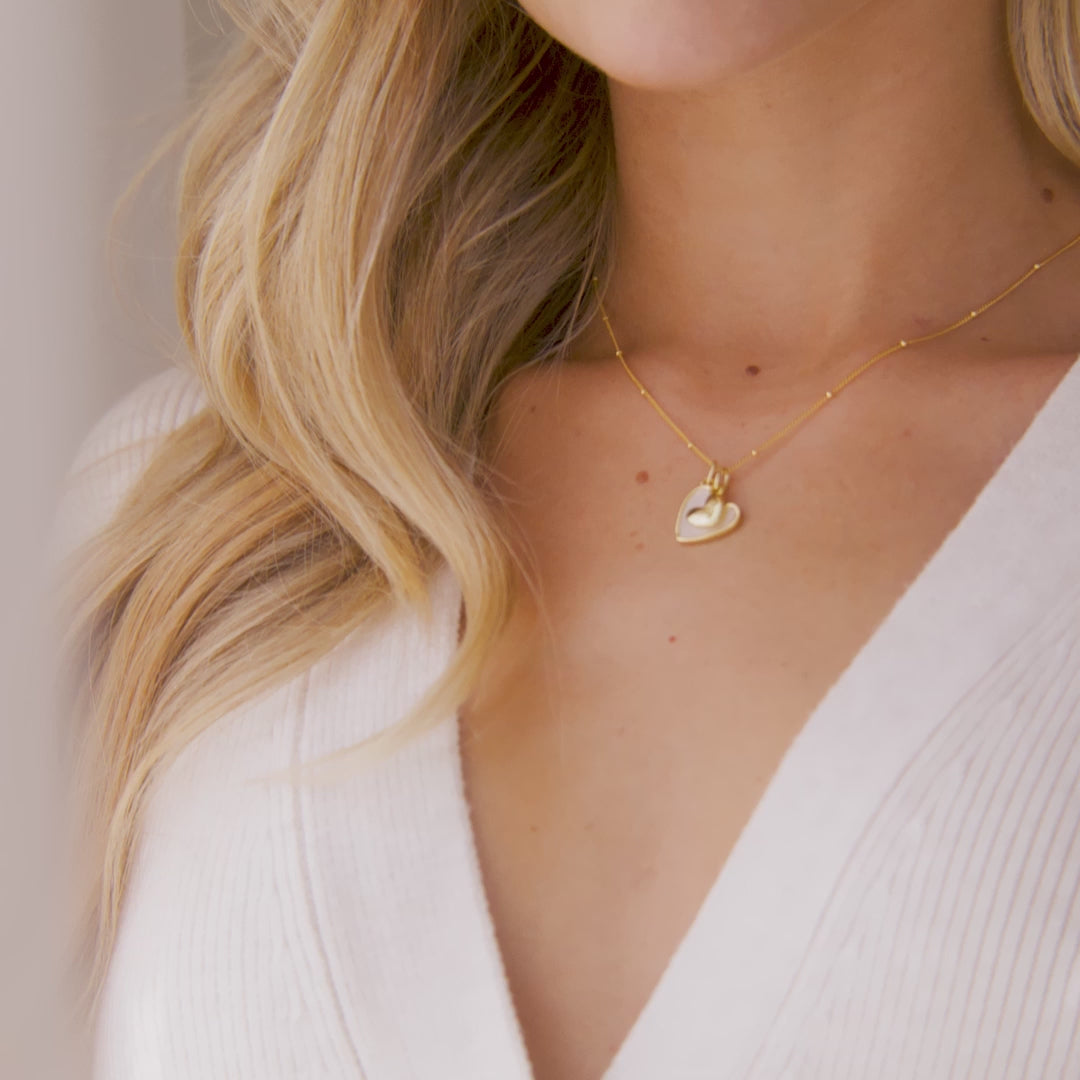 Mother Of Pearl Heart Initial Necklace