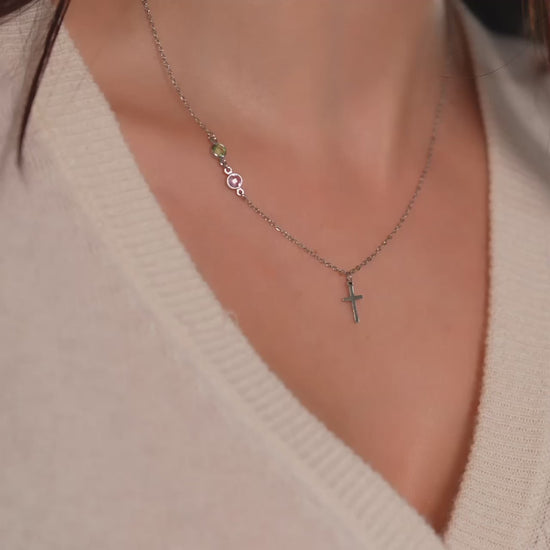 Birthstone Cross Necklace