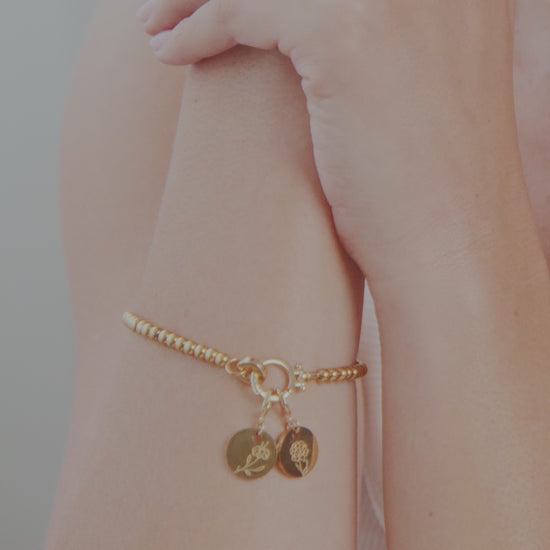 Engraved Birth Flower Disc Charm
