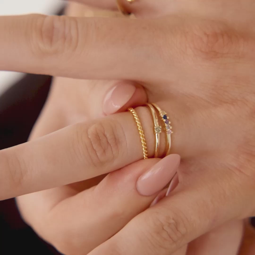 Personalized Dainty Birthstones Ring