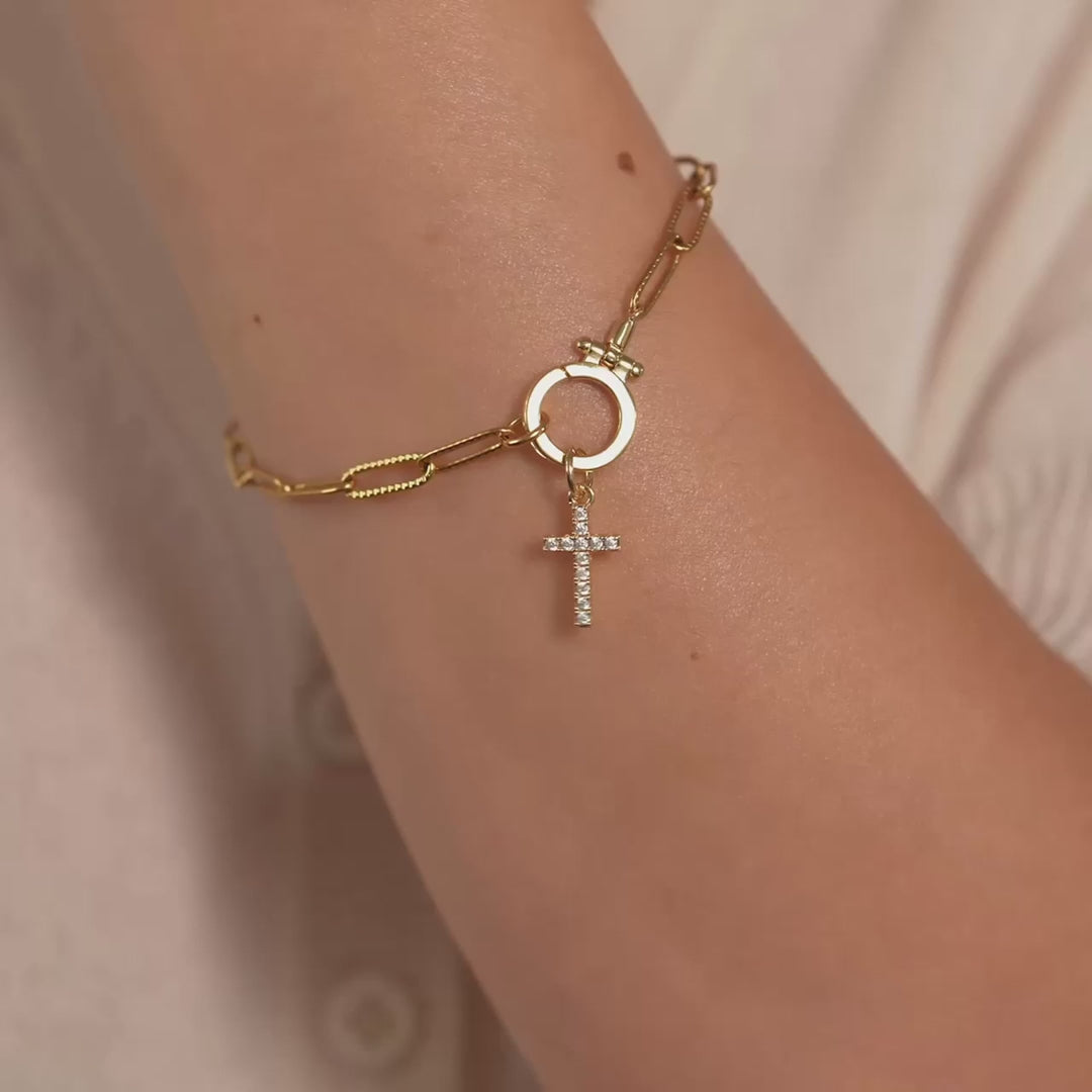 Pave Cross Charm