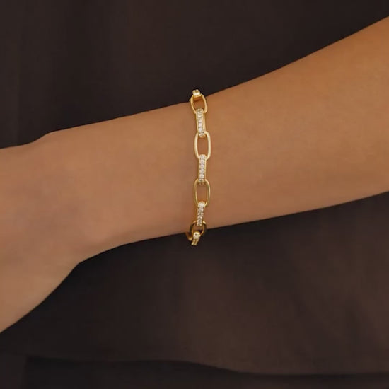 Interlinked Diamond Paperclip Bracelet