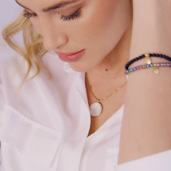 Mother of Pearl Sunrise Pendant Necklace