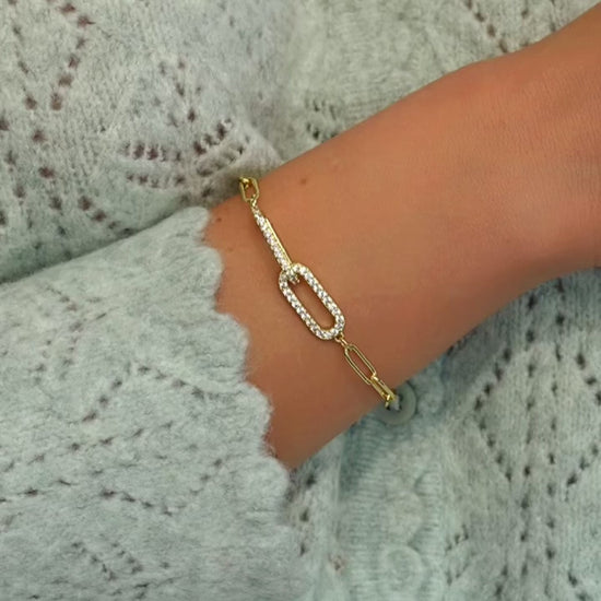 Pave Paperclip Chain Bracelet