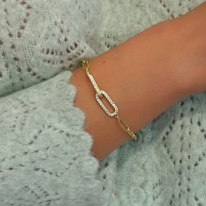 Pave Paperclip Chain Bracelet