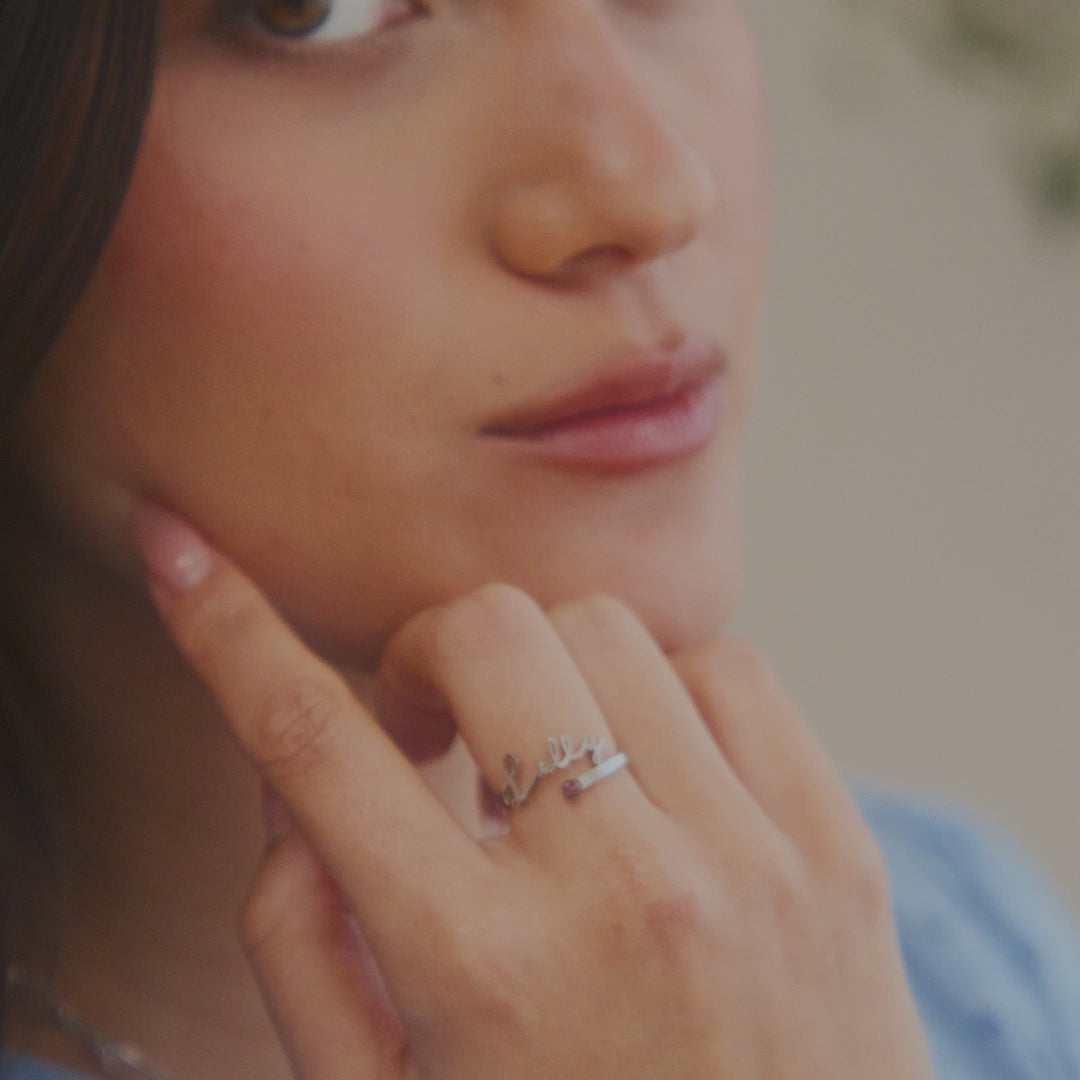 Custom Name Birthstone Ring