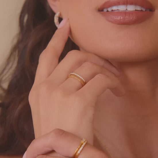 Double Band Pave Ring