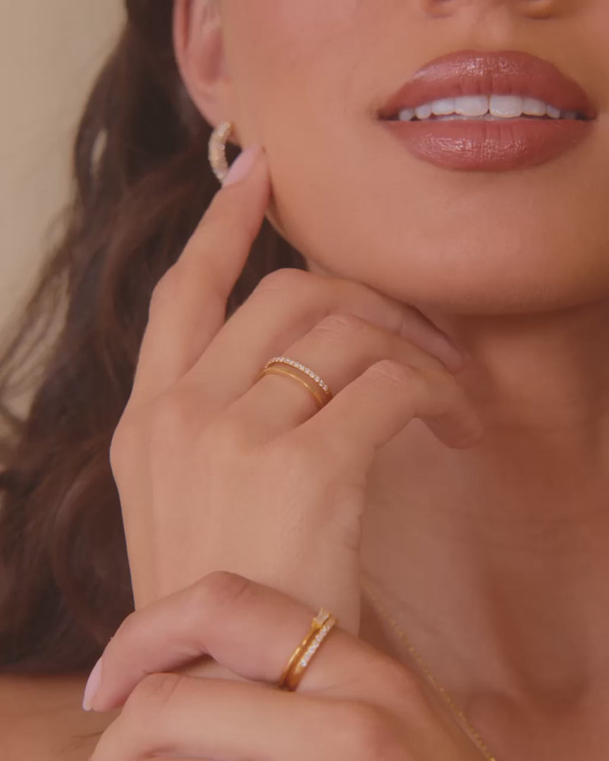 Double Band Pave Ring