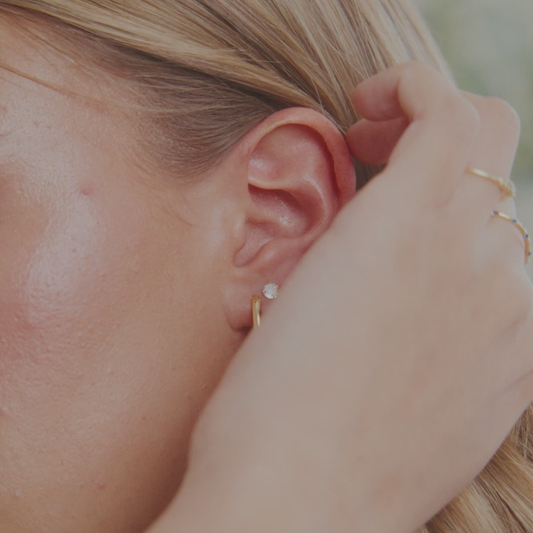 Retro Box Huggie Hoop Earrings
